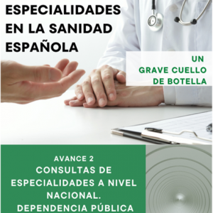 Portada del informe sobre consultas especialidades públicas 2010 2020 en España. Proyecto Venturi.