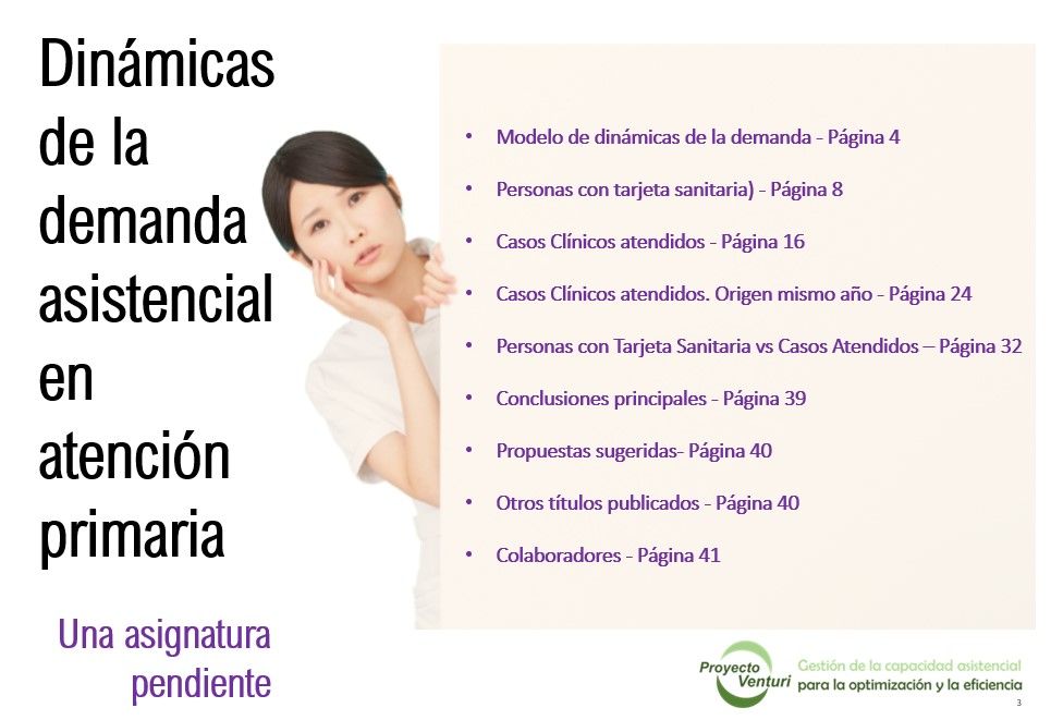Índice temático del informe sobre demanda asistencial en atención primaria – Proyecto Venturi 2025