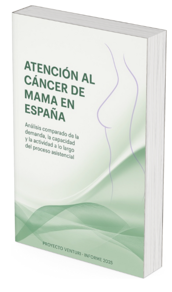 Portada del informe “Atención al cáncer de mama en España”, del Proyecto Venturi, con acceso al documento completo.